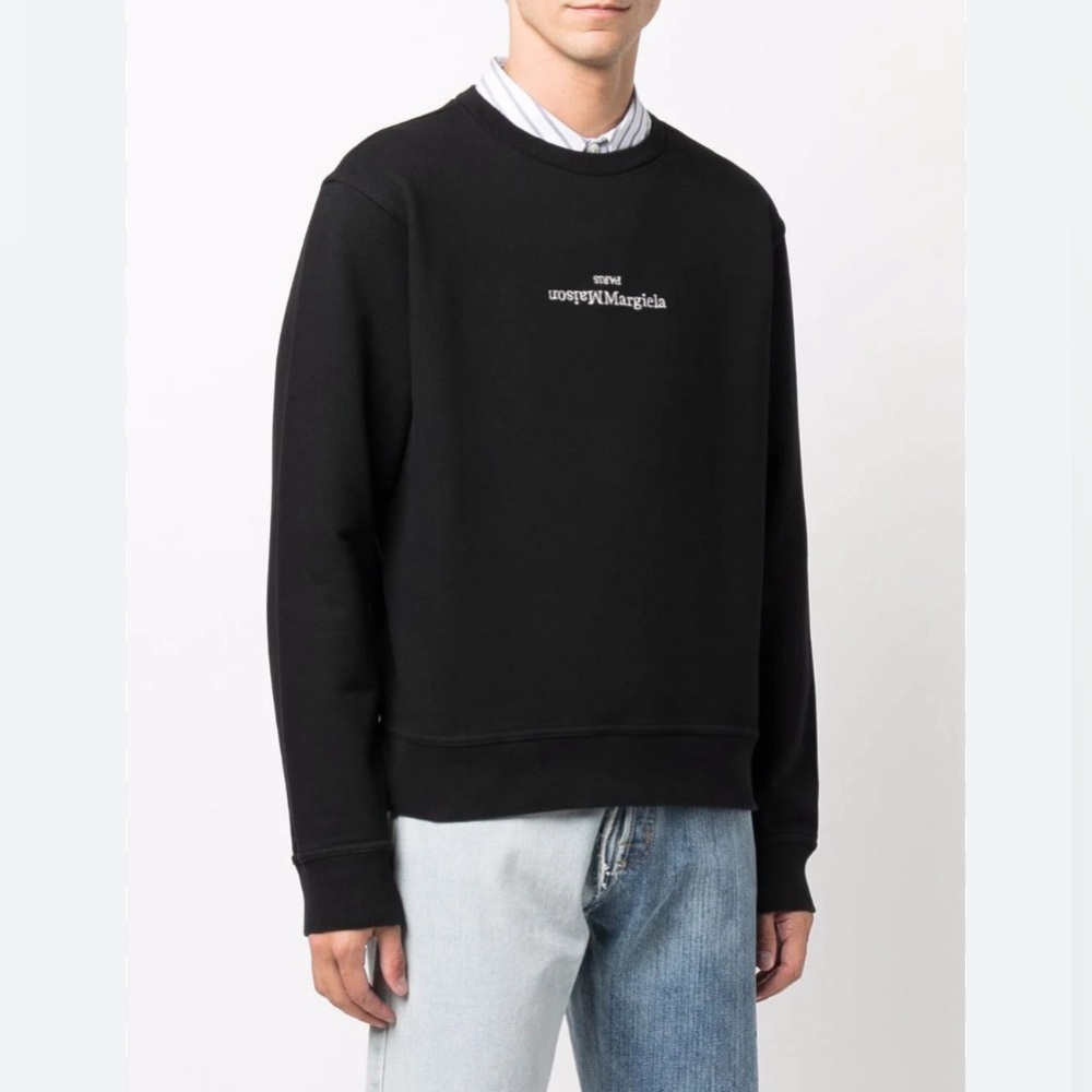 💖Host Pick💖 Maison Margiela men size XS black logo embroidered sweatshirt